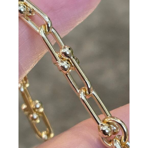 Eklexic Margaux Recycled Brass & 14K Gold Plated U Link Chain 16" Necklace - Picture 4 of 7